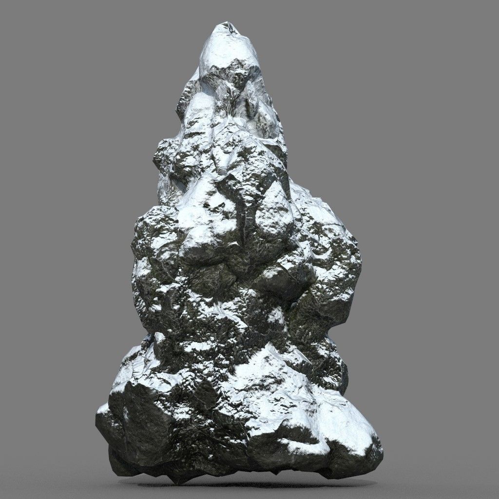 Low poly Snow Rock B-190426 Low-poly 3D model_22