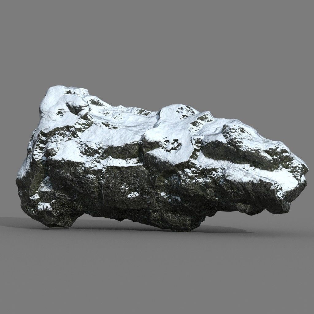 Low poly Snow Rock B-190426 Low-poly 3D model_2