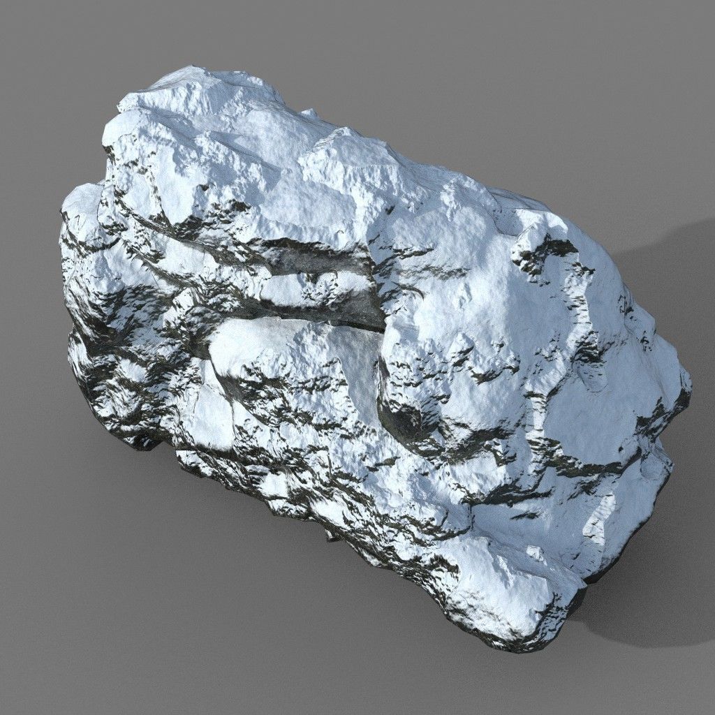Low poly Snow Rock B-190426 Low-poly 3D model_12