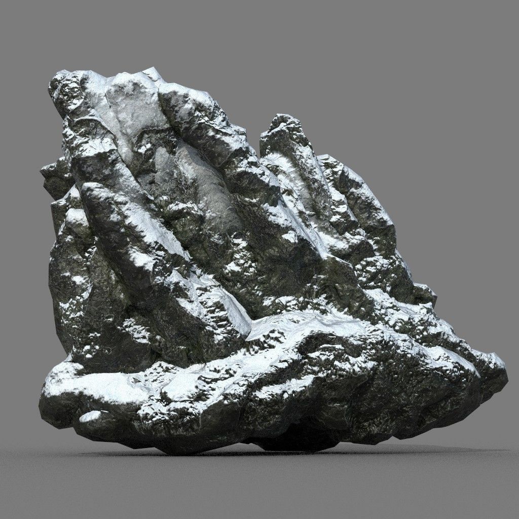 Low poly Snow Rock B-190426 Low-poly 3D model_31