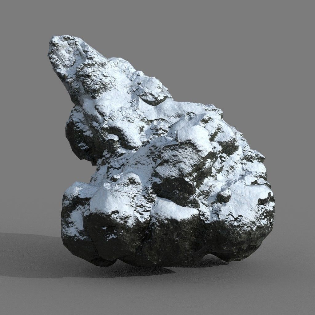 Low poly Snow Rock B-190426 Low-poly 3D model_18