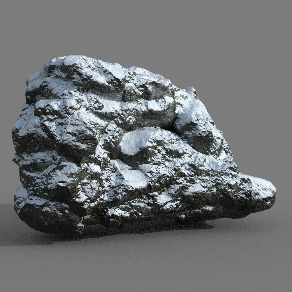 Low poly Snow Rock B-190426 Low-poly 3D model_11
