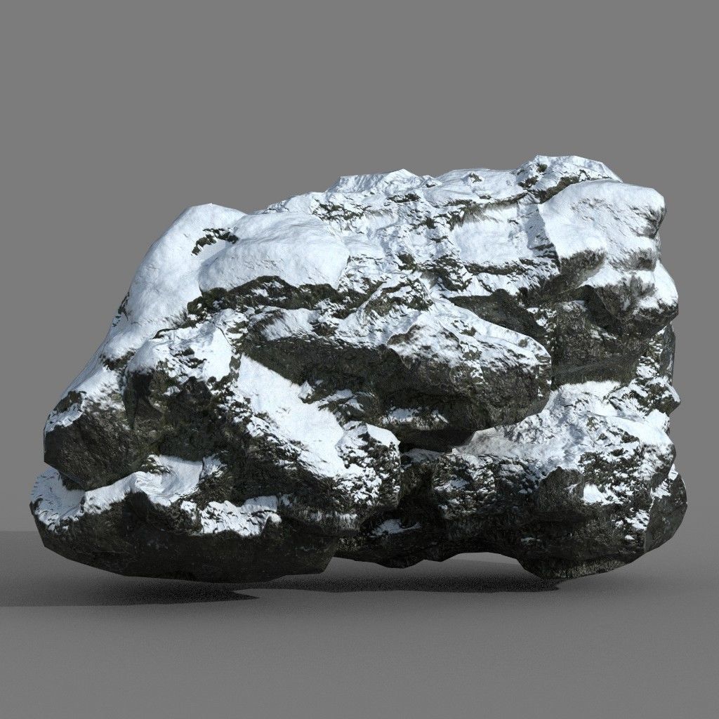 Low poly Snow Rock B-190426 Low-poly 3D model_10