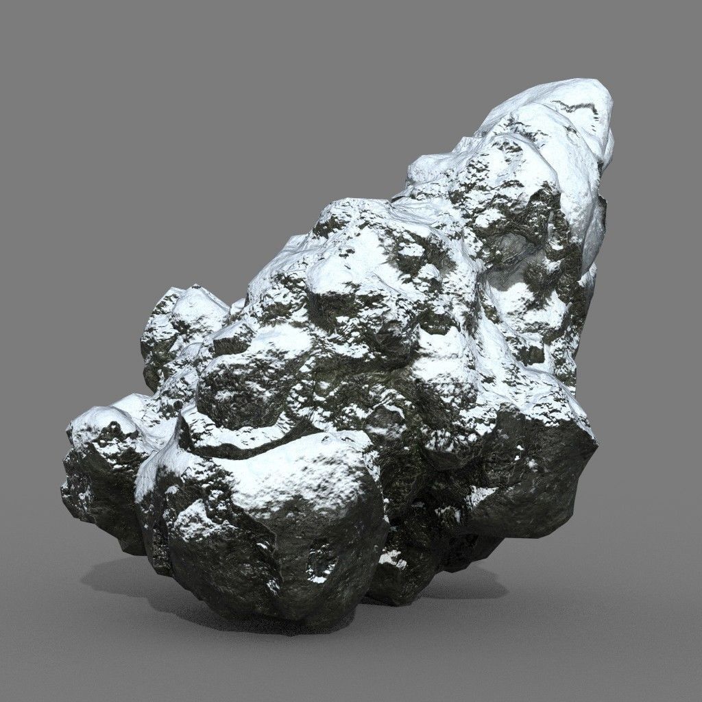 Low poly Snow Rock B-190426 Low-poly 3D model_19