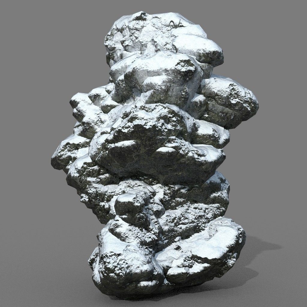 Low poly Snow Rock B-190426 Low-poly 3D model_39