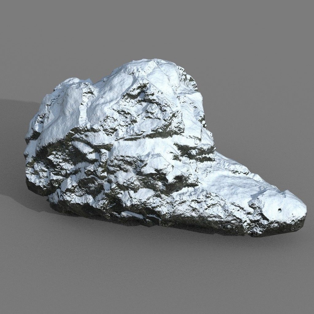 Low poly Snow Rock B-190426 Low-poly 3D model_16