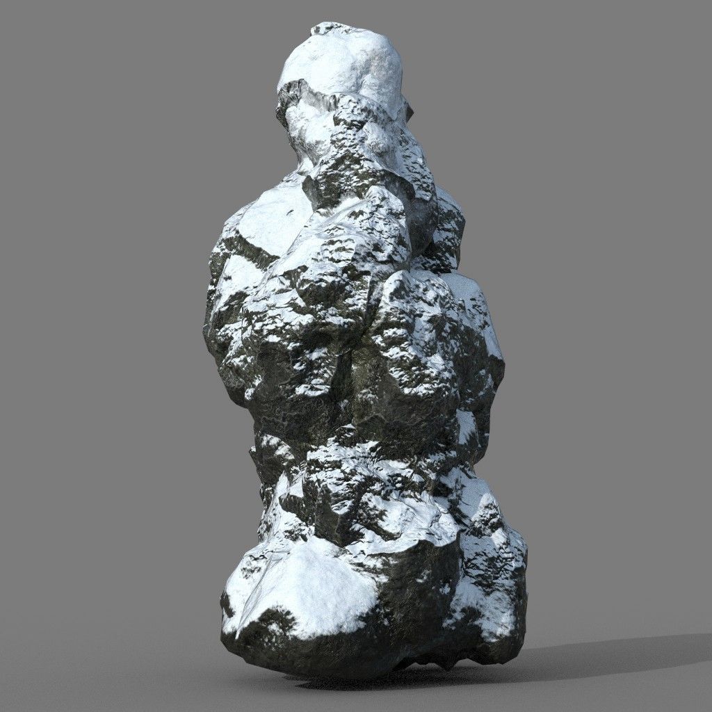 Low poly Snow Rock B-190426 Low-poly 3D model_23