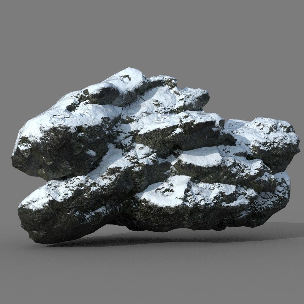 Low poly Snow Rock B-190426 Low-poly 3D model_34