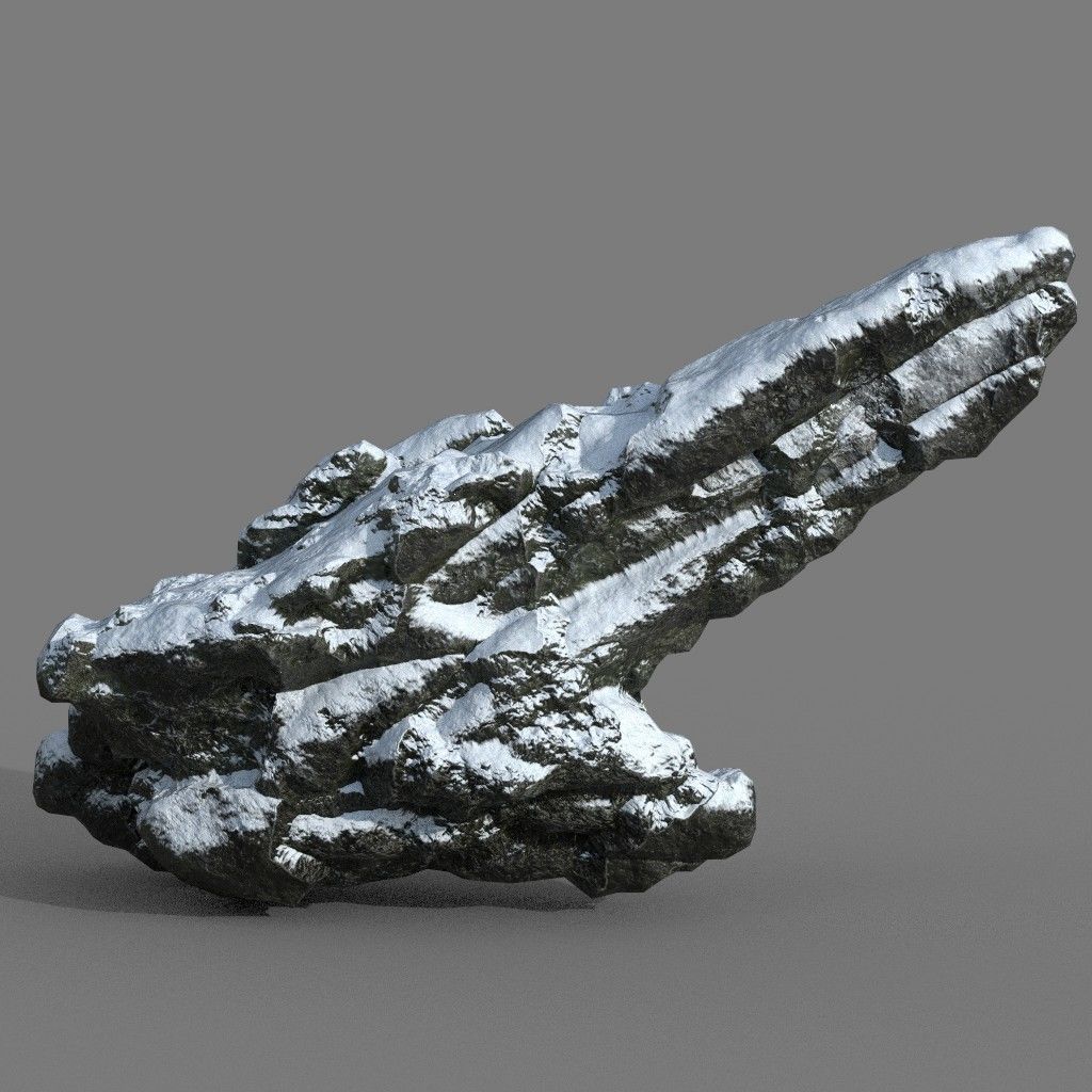 Low poly Snow Rock B-190426 Low-poly 3D model_26