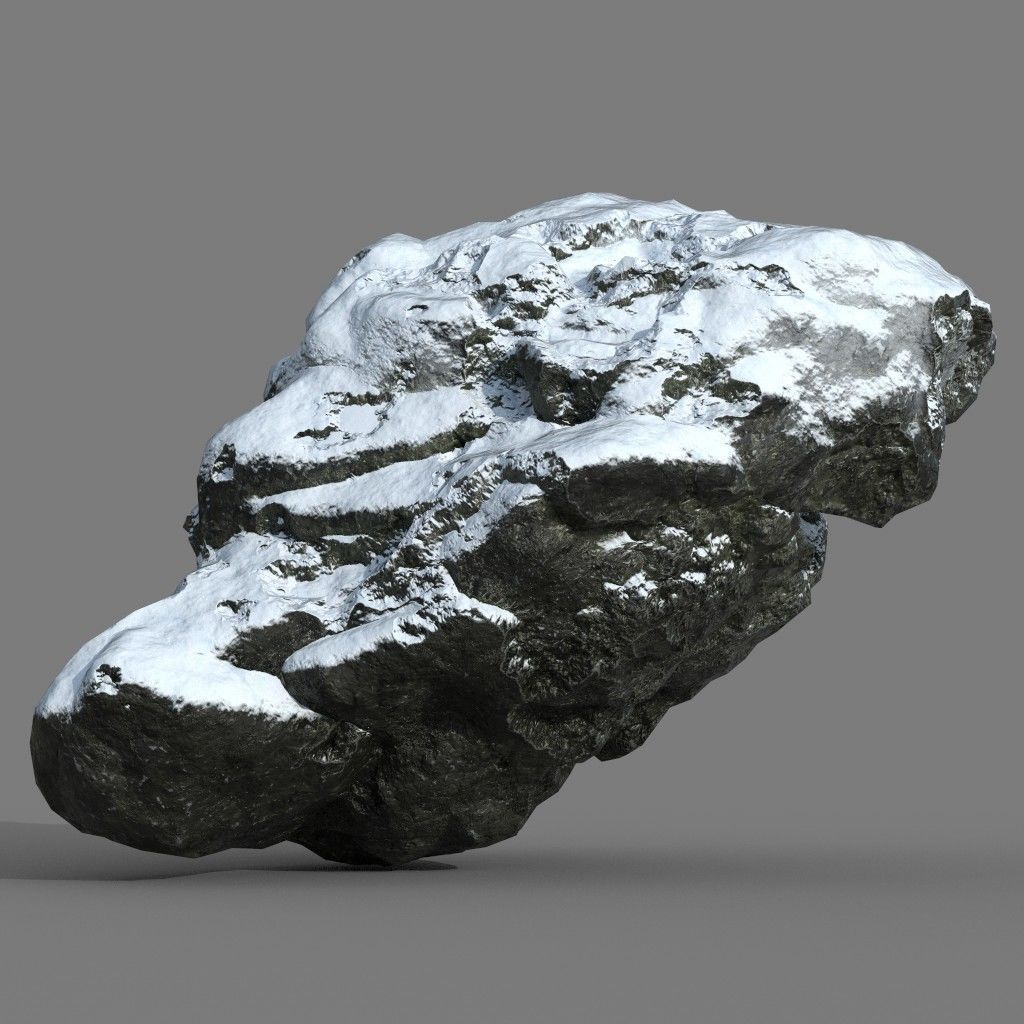Low poly Snow Rock B-190426 Low-poly 3D model_6