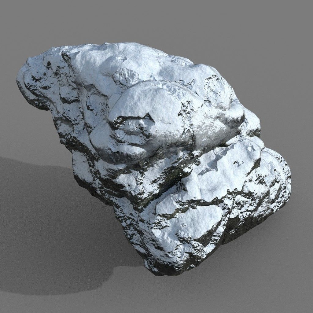 Low poly Snow Rock B-190426 Low-poly 3D model_8