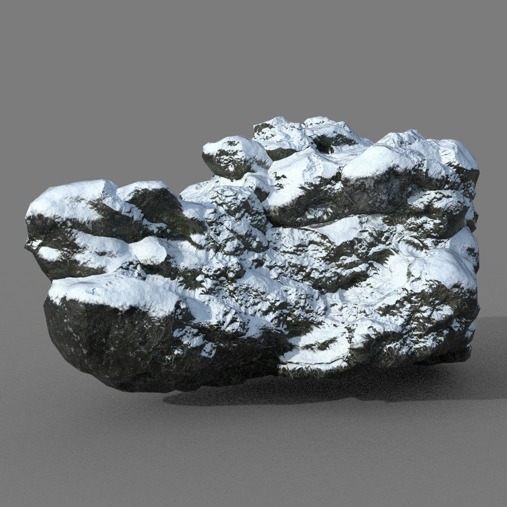 Low poly Snow Rock B-190426 Low-poly 3D model_35