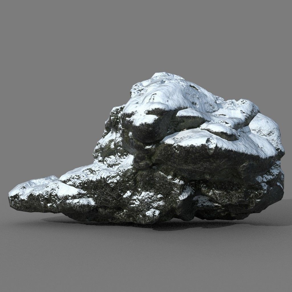 Low poly Snow Rock B-190426 Low-poly 3D model_14