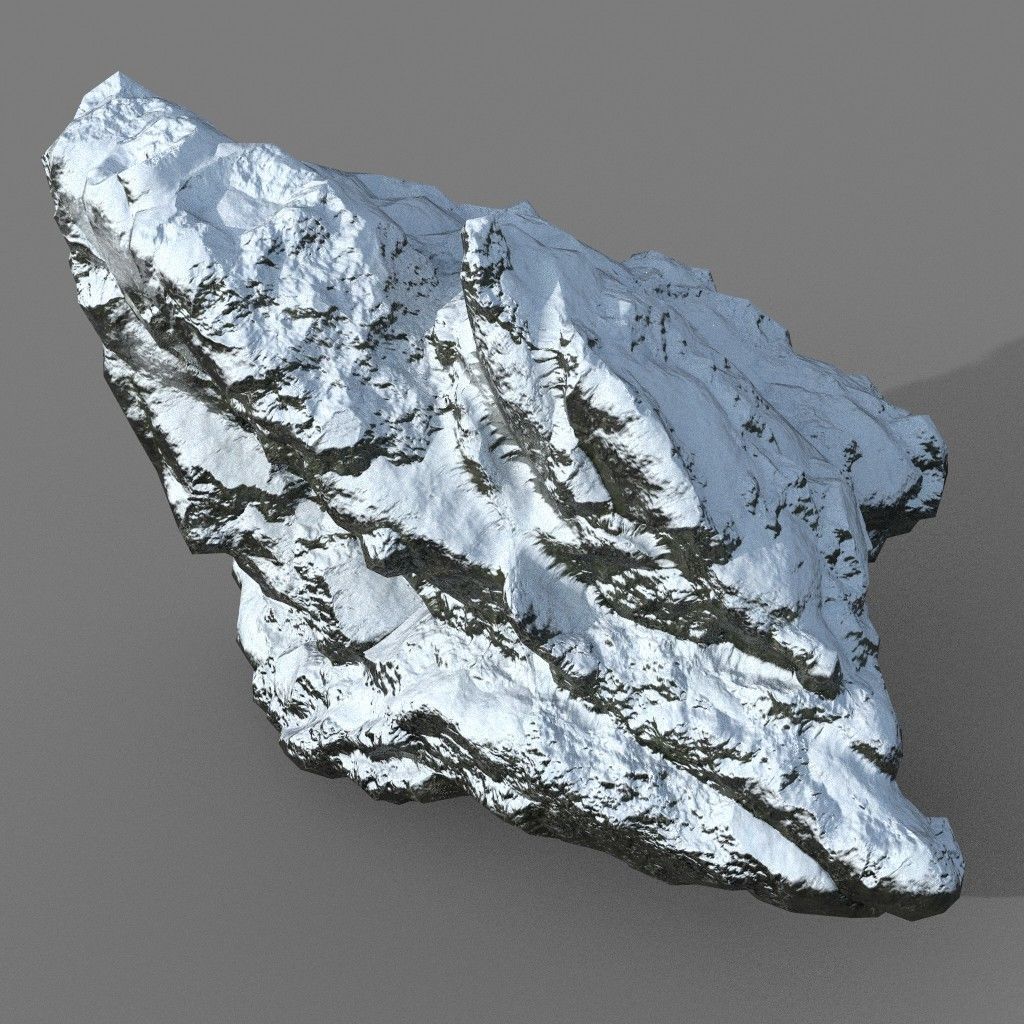 Low poly Snow Rock B-190426 Low-poly 3D model_32