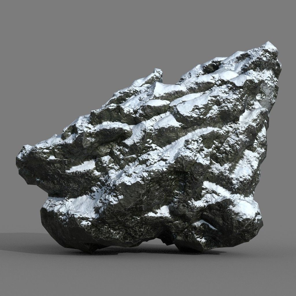 Low poly Snow Rock B-190426 Low-poly 3D model_30