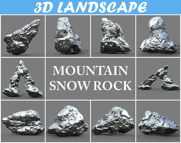 Low poly Snow Rock -190426 Low-poly 3D model