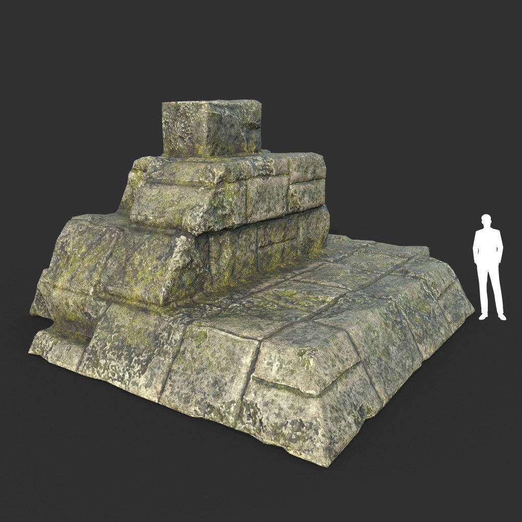 Low poly Mossy Ruin Medieval Construction Low-poly 3D model_14