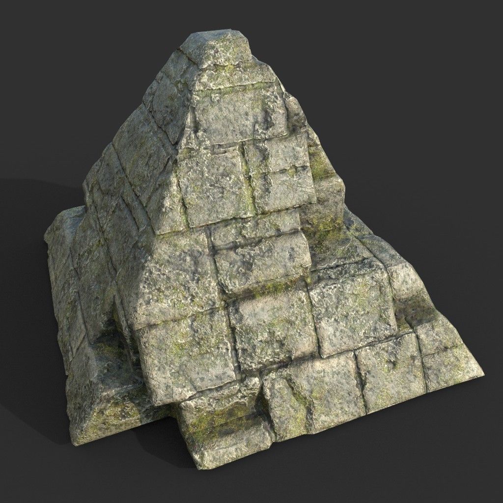 Low poly Mossy Ruin Medieval Construction Low-poly 3D model_12