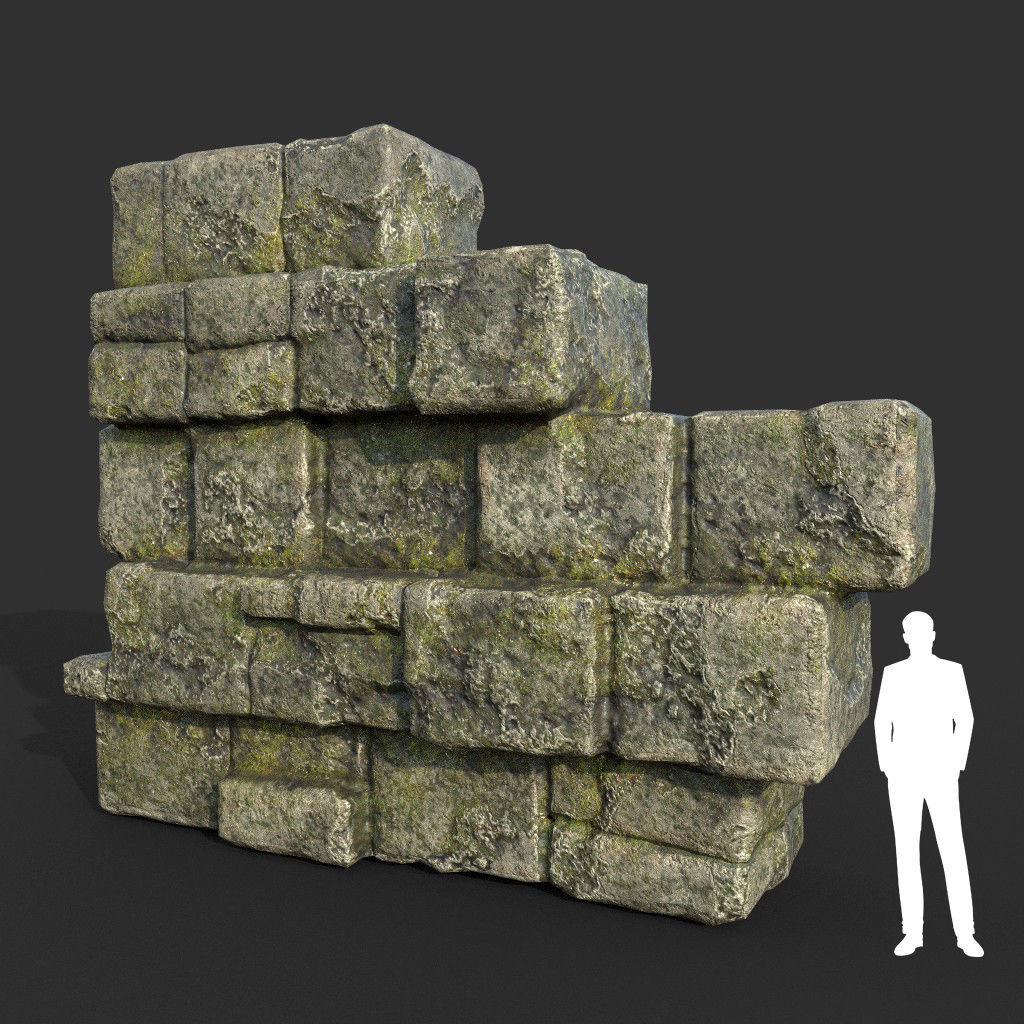 Low poly Mossy Ruin Medieval Construction Low-poly 3D model_26