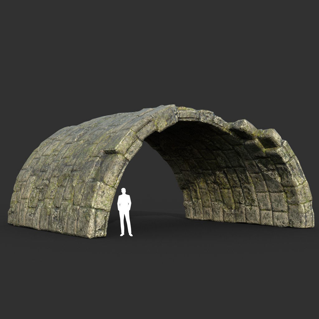 Low poly Mossy Ruin Medieval Construction Low-poly 3D model_58