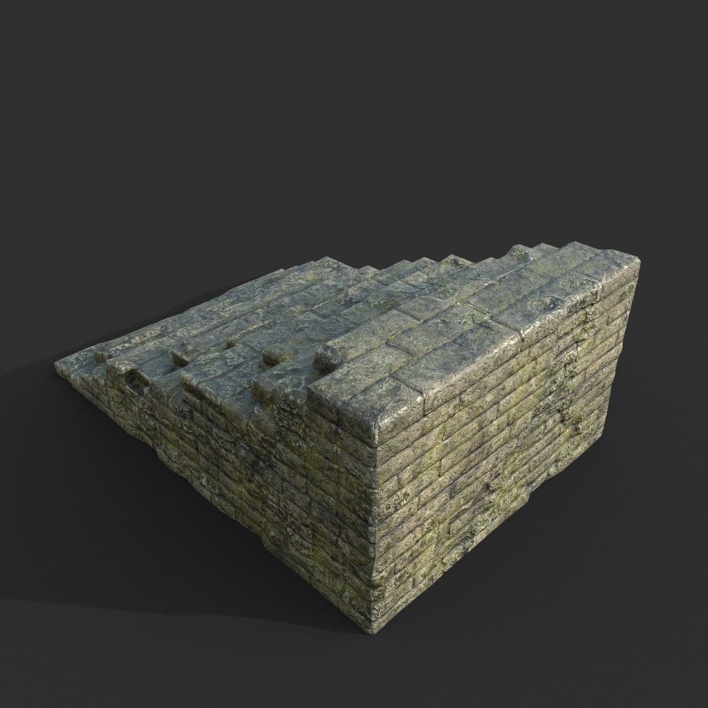 Low poly Mossy Ruin Medieval Construction Low-poly 3D model_48