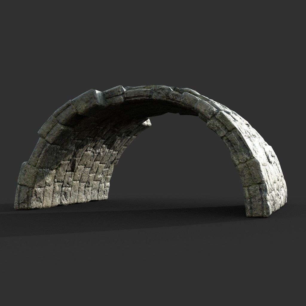 Low poly Mossy Ruin Medieval Construction Low-poly 3D model_59