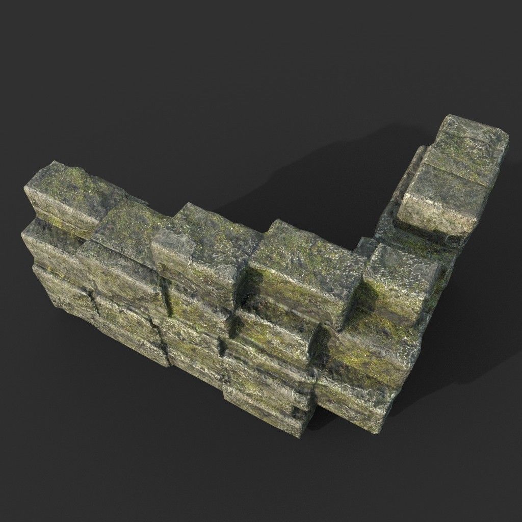 Low poly Mossy Ruin Medieval Construction Low-poly 3D model_24