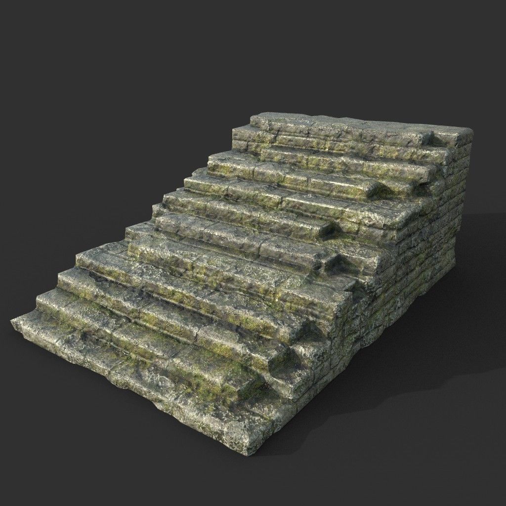 Low poly Mossy Ruin Medieval Construction Low-poly 3D model_47