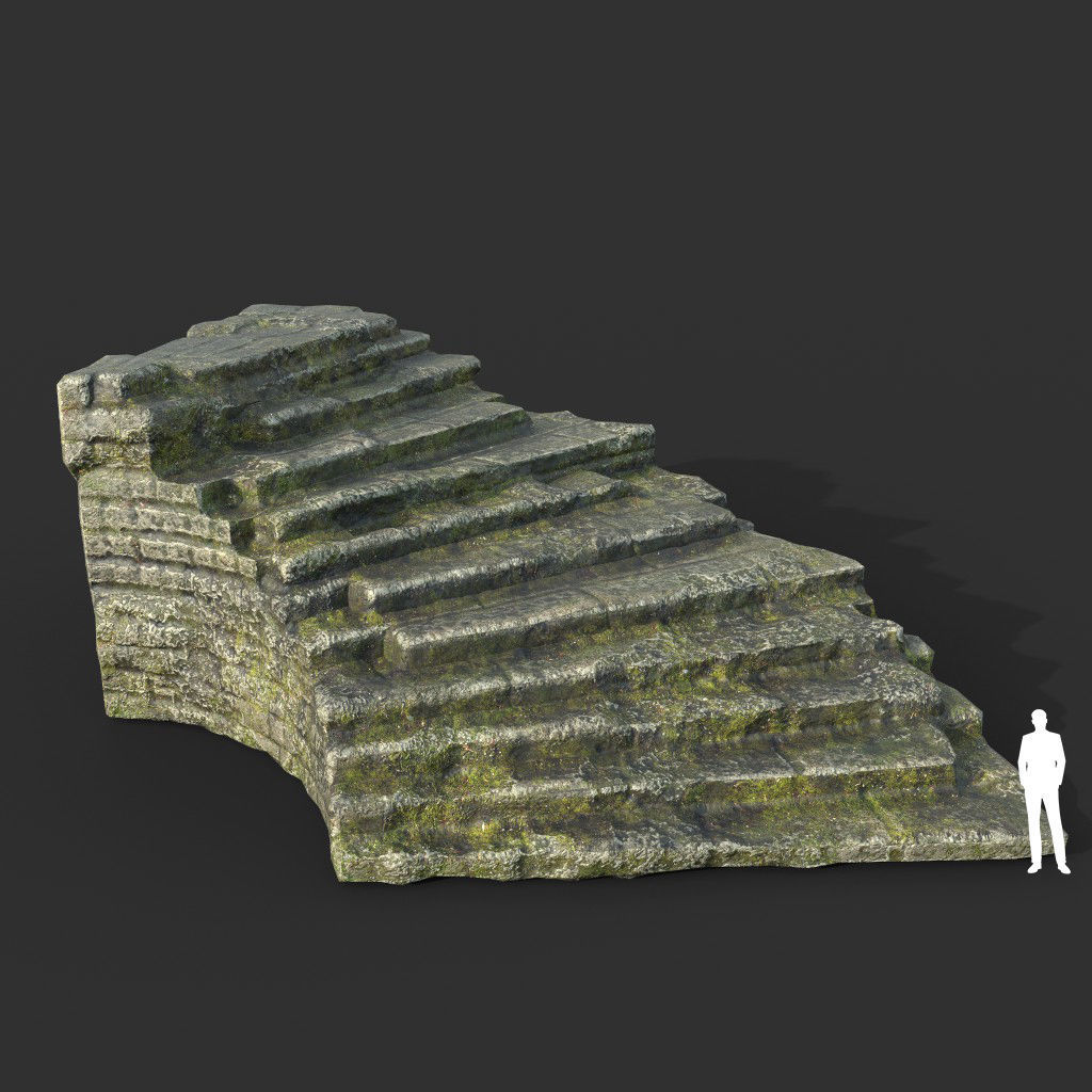 Low poly Mossy Ruin Medieval Construction Low-poly 3D model_50