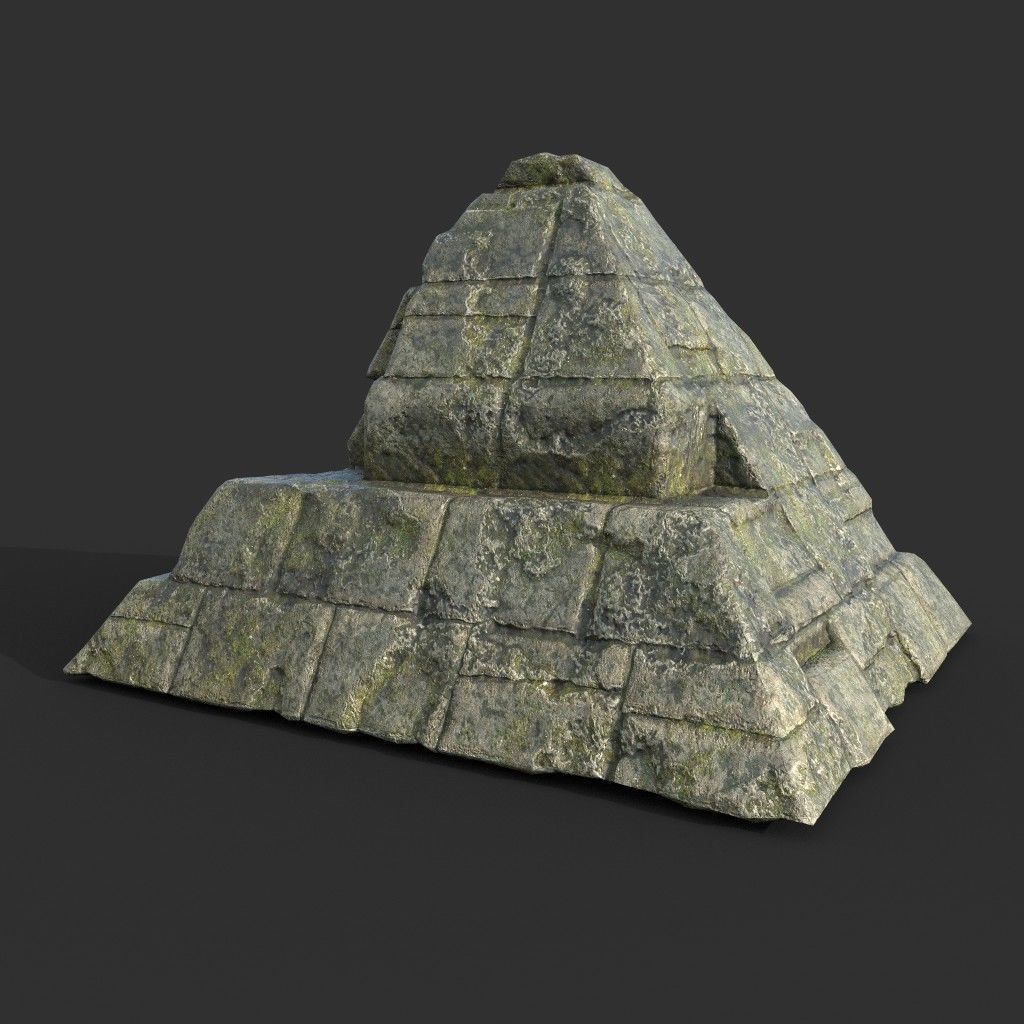 Low poly Mossy Ruin Medieval Construction Low-poly 3D model_11