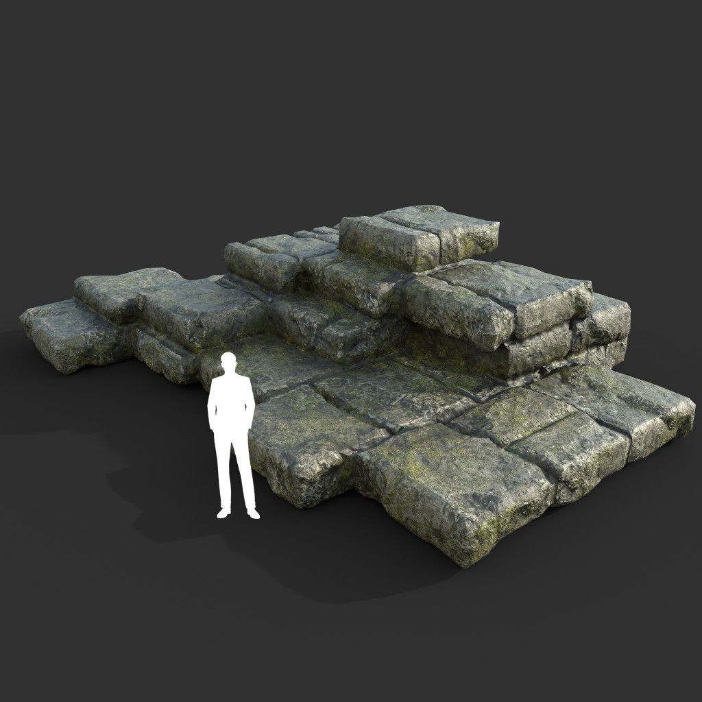 Low poly Mossy Ruin Medieval Construction Low-poly 3D model_38
