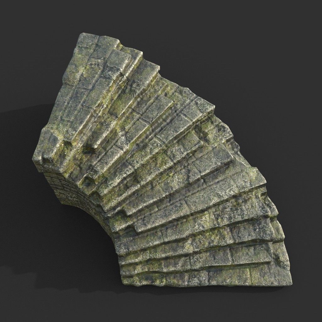 Low poly Mossy Ruin Medieval Construction Low-poly 3D model_52