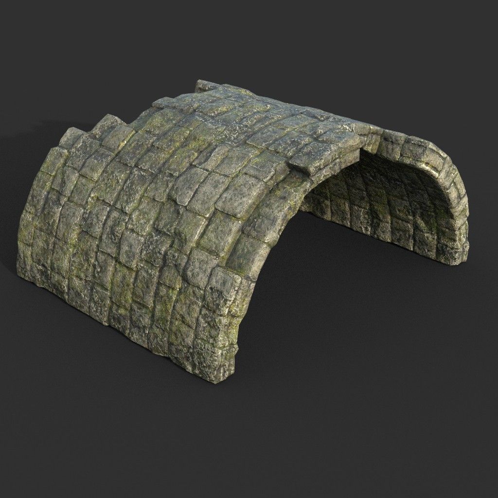 Low poly Mossy Ruin Medieval Construction Low-poly 3D model_60