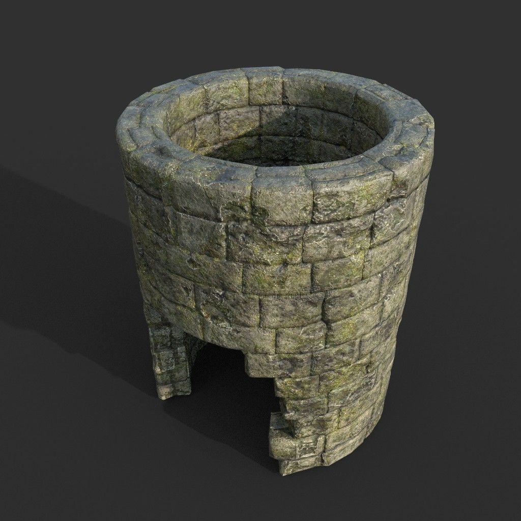 Low poly Mossy Ruin Medieval Construction Low-poly 3D model_56
