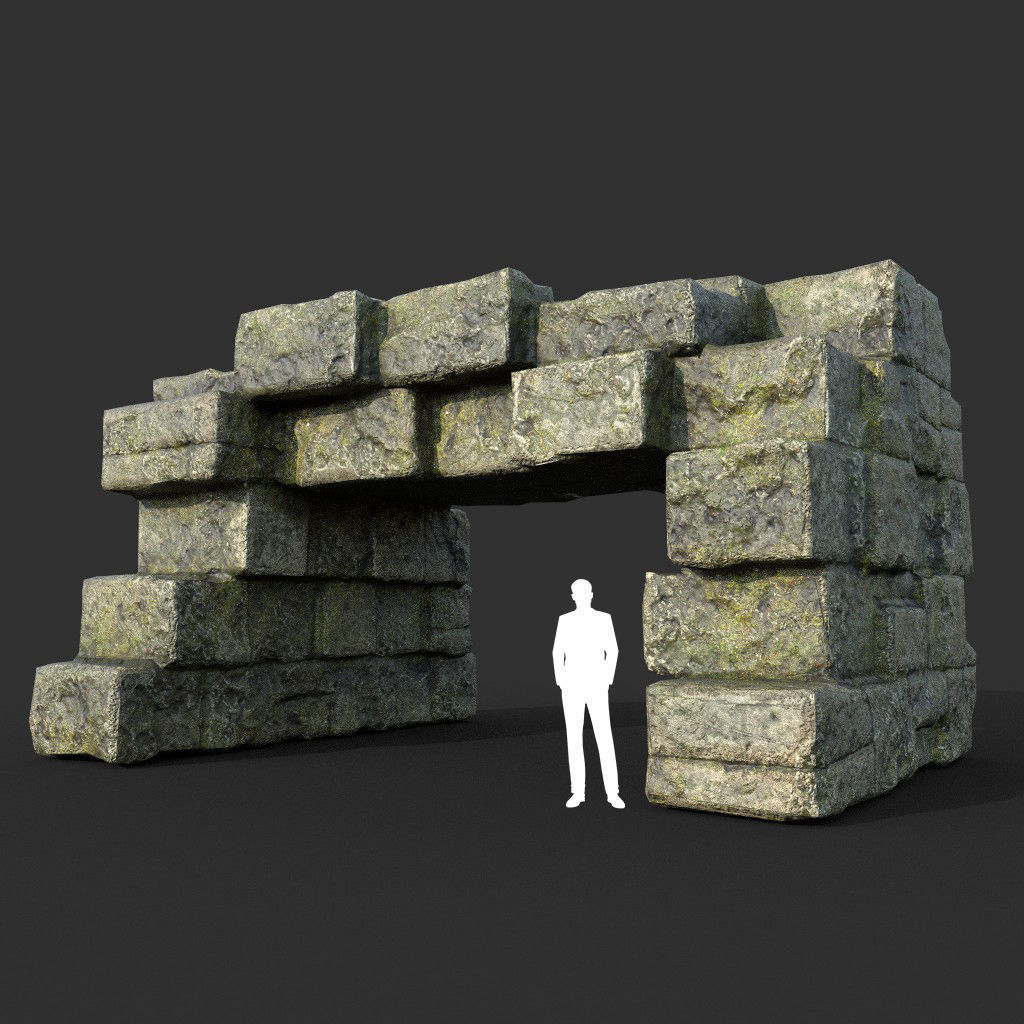 Low poly Mossy Ruin Medieval Construction Low-poly 3D model_30