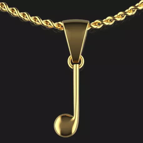 Musical Note Necklace pendant Silver Gold  Print 3D print model_0