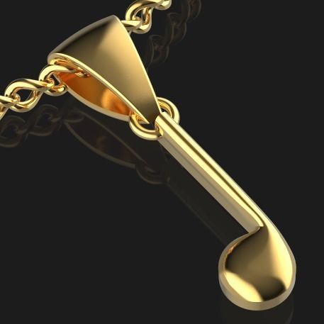 Musical Note Necklace pendant Silver Gold  Print 3D print model_2