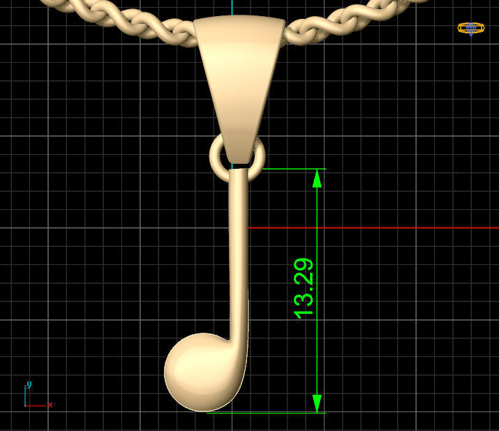 Musical Note Necklace pendant Silver Gold  Print 3D print model_3