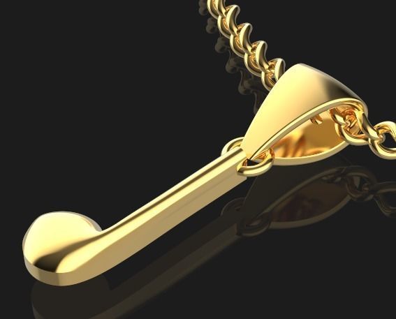 Musical Note Necklace pendant Silver Gold  Print 3D print model_1