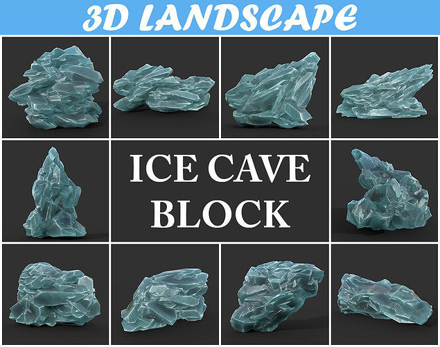 Low poly Ice Block Formation B 190421 Low-poly 3D model