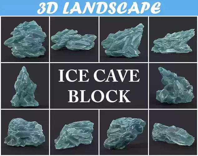 Low poly Ice Block Formation B 190421 Low-poly 3D model