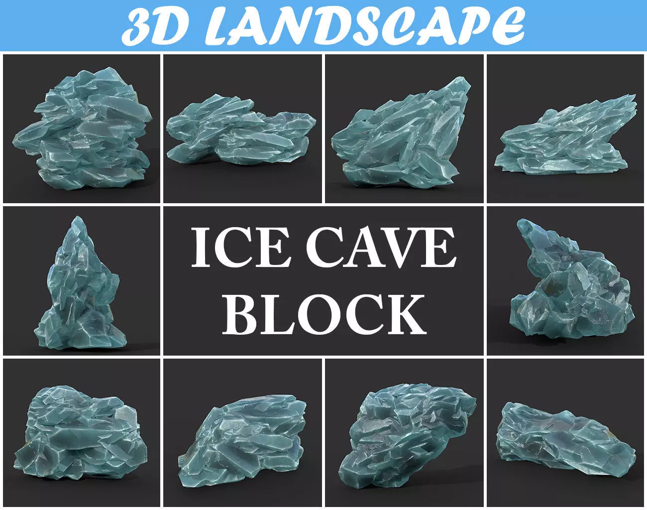 Low poly Ice Block Formation B 190421 Low-poly 3D model_0