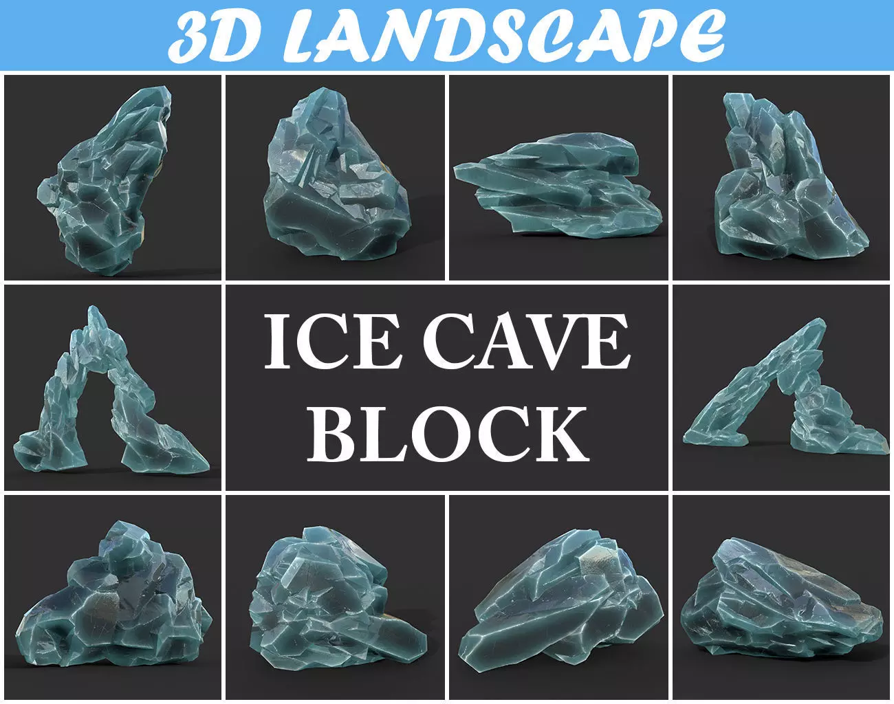 Low poly Ice Block Formation A 190421 Low-poly 3D model_0