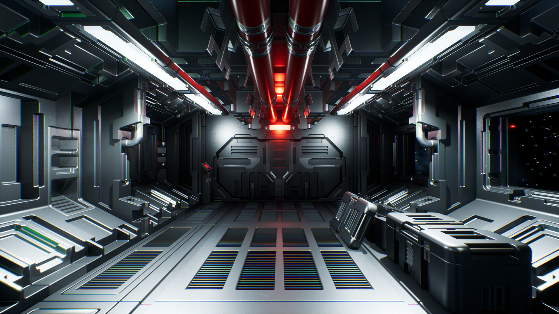 Modular Sci-Fi Interior II Low-poly 3D model_0