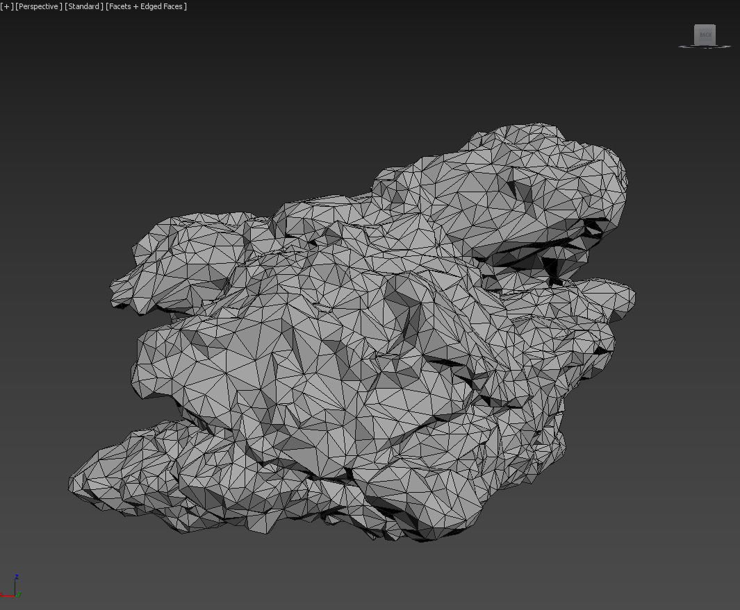 Low poly Damaged Mossy Rock B 190430 Low-poly 3D model_5