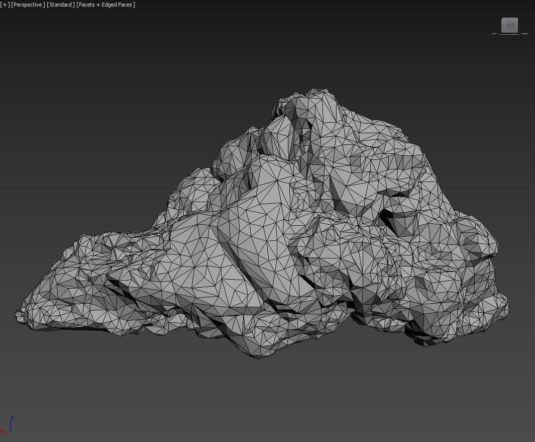Low poly Damaged Mossy Rock B 190430 Low-poly 3D model_17