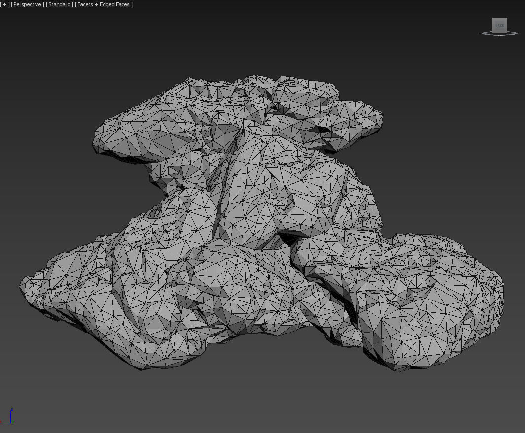 Low poly Damaged Mossy Rock B 190430 Low-poly 3D model_13