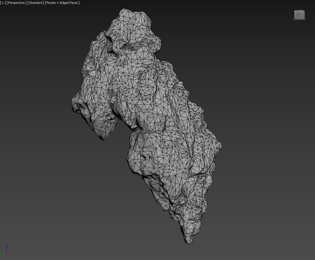 Low poly Damaged Mossy Rock B 190430 Low-poly 3D model_33