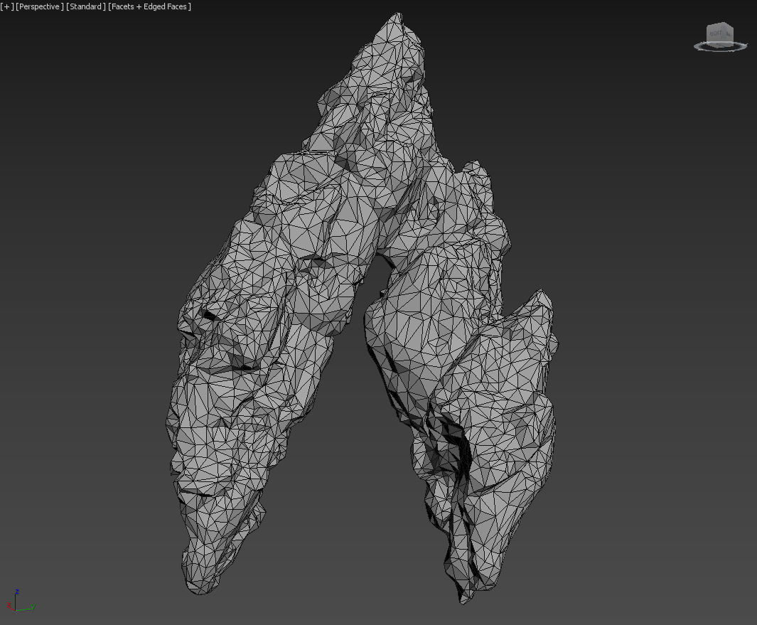 Low poly Damaged Mossy Rock B 190430 Low-poly 3D model_37