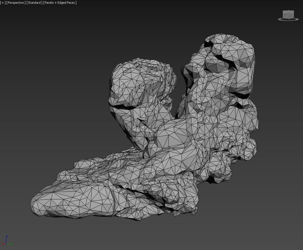 Low poly Damaged Mossy Rock B 190430 Low-poly 3D model_9